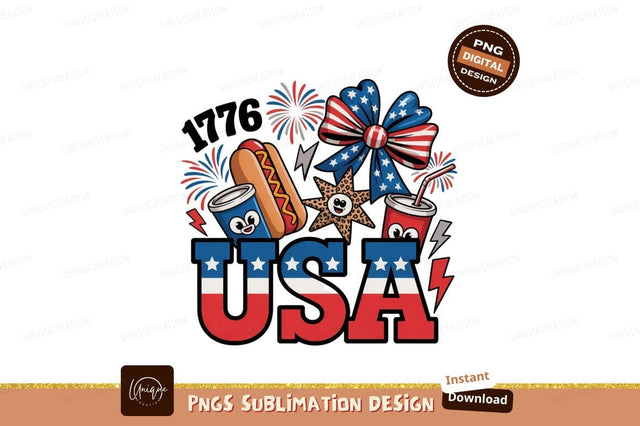 Patriotic American celebration with food and fireworks Sublimation Designangry 