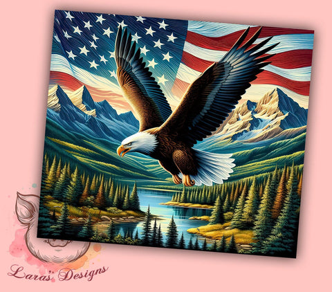 Patriotic American Eagle 20 oz Skinny Tumbler Sublimation Design, Straight & Tapered Tumbler Png, America Patriotic Mountains Tumbler Png, Digital Download PNG Sublimation Lara' s Designs 