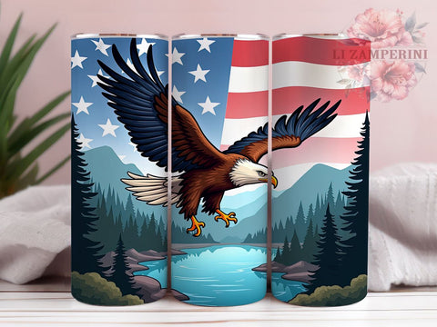 Patriotic American Eagle 20 oz Skinny Tumbler Sublimation Design, Straight & Tapered Tumbler Png, America Patriotic Mountains Tumbler Png, Digital Download PNG Sublimation Li Zamperini 