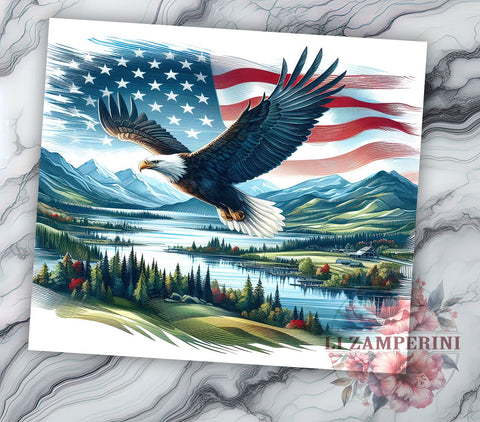 Patriotic American Eagle 20 oz Skinny Tumbler Sublimation Design, Straight & Tapered Tumbler Png, America Patriotic Mountains Tumbler Png, Digital Download PNG Sublimation Li Zamperini 