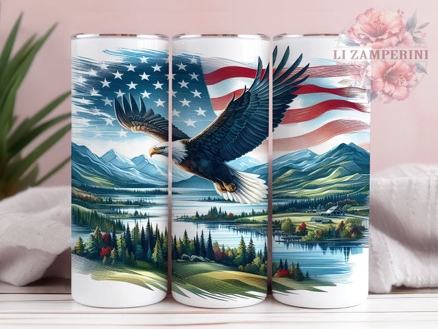 Patriotic American Eagle 20 oz Skinny Tumbler Sublimation Design, Straight & Tapered Tumbler Png, America Patriotic Mountains Tumbler Png, Digital Download PNG Sublimation Li Zamperini 