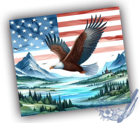 Patriotic American Eagle 20oz Skinny Tumbler PNG, American Flag Tumbler Sublimation Wrap, Straight & Tapered Tumbler Wrap, Instant Digital Download Sublimation ToriDesigns 