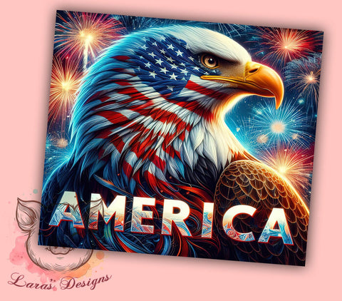 Patriotic American Eagle 20oz Tumbler Png, Straight & Tapered Tumbler Png, 4th of July Tumbler Png, Digital Download PNG Sublimation Lara' s Designs 