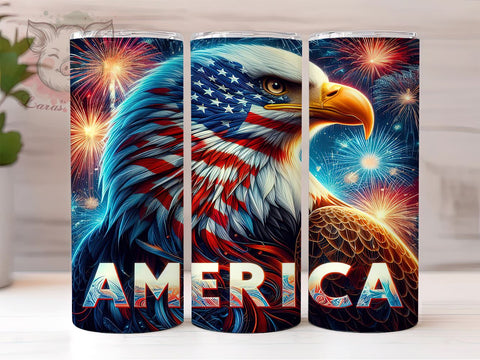 Patriotic American Eagle 20oz Tumbler Png, Straight & Tapered Tumbler Png, 4th of July Tumbler Png, Digital Download PNG Sublimation Lara' s Designs 