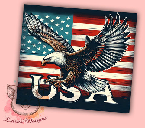 Patriotic American Eagle 20oz Tumbler Png, Straight & Tapered Tumbler Png, USA Flag Tumbler Png, Digital Download PNG Sublimation Lara' s Designs 