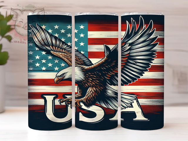 Patriotic American Eagle 20oz Tumbler Png, Straight & Tapered Tumbler Png, USA Flag Tumbler Png, Digital Download PNG Sublimation Lara' s Designs 