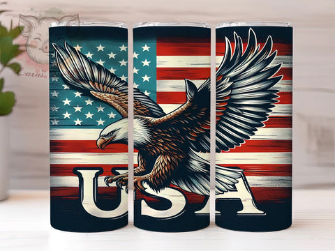 Patriotic American Eagle 20oz Tumbler Png, Straight & Tapered Tumbler Png, USA Flag Tumbler Png, Digital Download PNG Sublimation Lara' s Designs 