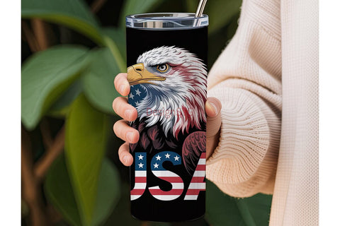 Patriotic American Eagle 20oz Tumbler Sublimation DesignSVG 