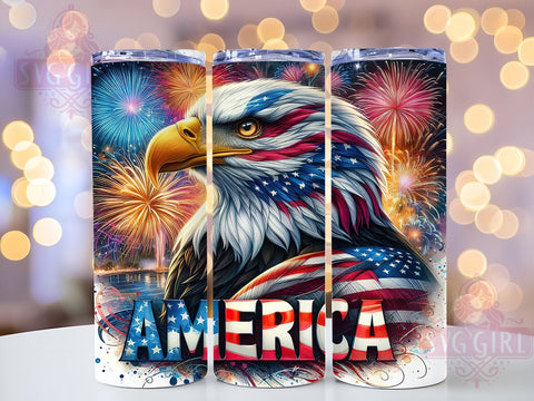 Patriotic American Eagle 20oz Tumbler Wrap Sublimation Design, Straight Tapered Tumbler Wrap, 4th of July Tumbler Png, Instant Digital Download Sublimation SvggirlplusArt 