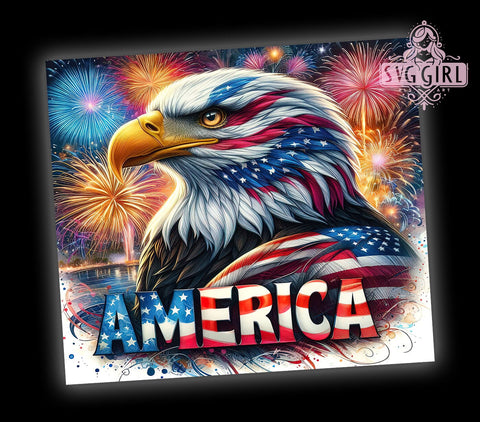 Patriotic American Eagle 20oz Tumbler Wrap Sublimation Design, Straight Tapered Tumbler Wrap, 4th of July Tumbler Png, Instant Digital Download Sublimation SvggirlplusArt 