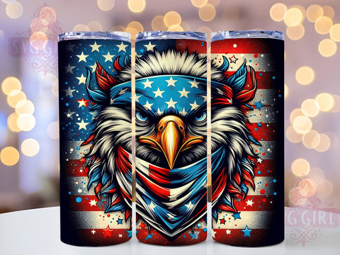 Patriotic American Eagle 20oz Tumbler Wrap Sublimation Design, Straight Tapered Tumbler Wrap, 4th of July Tumbler Png, Instant Digital Download Sublimation SvggirlplusArt 