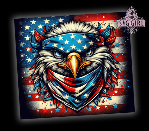 Patriotic American Eagle 20oz Tumbler Wrap Sublimation Design, Straight Tapered Tumbler Wrap, 4th of July Tumbler Png, Instant Digital Download Sublimation SvggirlplusArt 