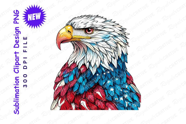 Patriotic American Eagle Illustration Detailed Feather Design Featuring National Colors And Stars Sublimation Regulrcrative 