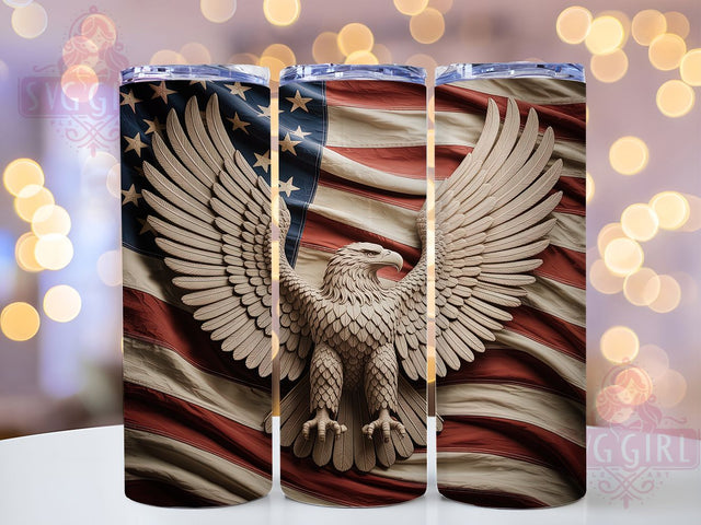 Patriotic American Eagle Tumbler, Patriotic Flag Wrap, 20oz Tumbler Sublimation, USA Pride Design, Freedom Bird Sublimation, Stars and Stripes Tumbler, Bald Eagle Wrap Sublimation SvggirlplusArt 