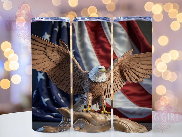 Patriotic American Eagle Tumbler, Patriotic Flag Wrap, 20oz Tumbler Sublimation, USA Pride Design, Freedom Bird Sublimation, Stars and Stripes Tumbler, Bald Eagle Wrap Sublimation SvggirlplusArt 