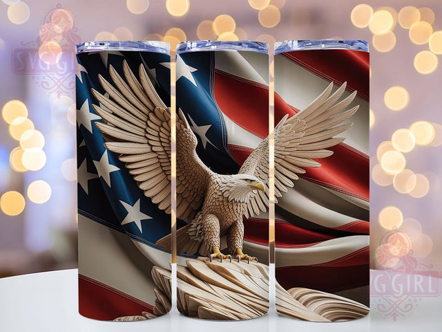 Patriotic American Eagle Tumbler, Patriotic Flag Wrap, 20oz Tumbler Sublimation, USA Pride Design, Freedom Bird Sublimation, Stars and Stripes Tumbler, Bald Eagle Wrap Sublimation SvggirlplusArt 