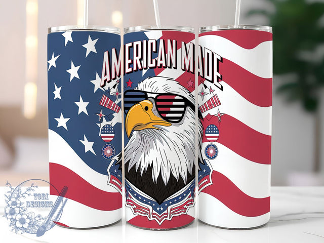 Patriotic American Eagle Tumbler, USA Pride Wrap, 20oz Sublimation Wrap, Patriotic Eagle Cup, Stars and Stripes Tumbler, Freedom Lover Design, Fourth of July Tumbler Sublimation ToriDesigns 