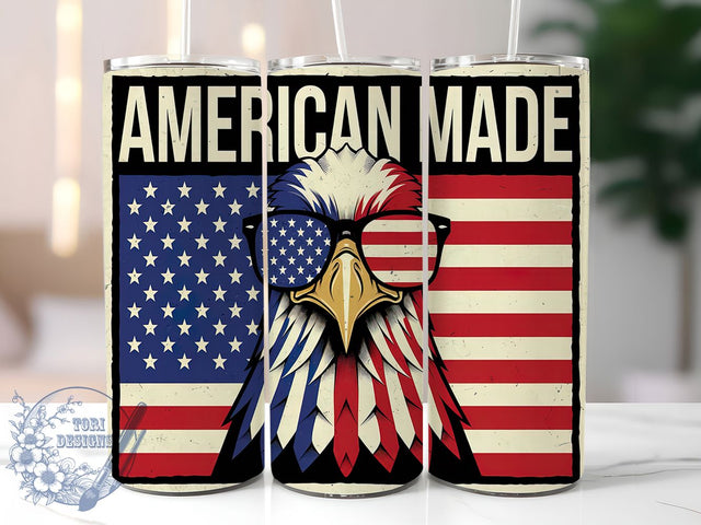 Patriotic American Eagle Tumbler, USA Pride Wrap, 20oz Sublimation Wrap, Patriotic Eagle Cup, Stars and Stripes Tumbler, Freedom Lover Design, Fourth of July Tumbler Sublimation ToriDesigns 