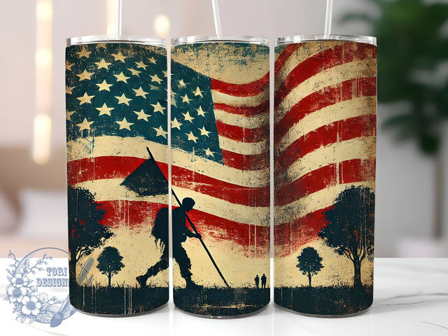 Patriotic American Flag 20oz Tumbler, American Flag Design, 20oz Tumbler Wrap, 4th of July Gift, USA Drinkware, Independence Day Tumbler, Custom Drinkware Sublimation ToriDesigns 