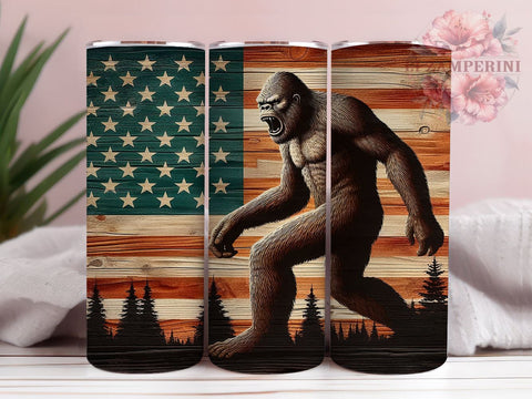 Patriotic American Flag 20oz Tumbler, Bigfoot Tumbler Png, Straight & Tapered Tumbler Wrap, Instant Digital Download Sublimation Li Zamperini 