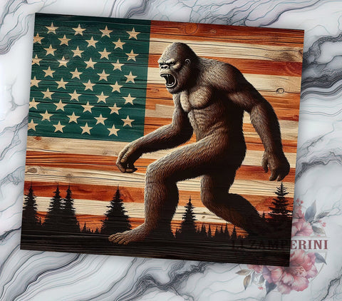 Patriotic American Flag 20oz Tumbler, Bigfoot Tumbler Png, Straight & Tapered Tumbler Wrap, Instant Digital Download Sublimation Li Zamperini 