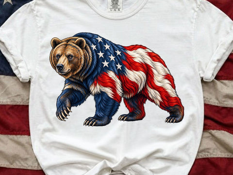 Patriotic American Flag Bear PNG SVG artprintfile 