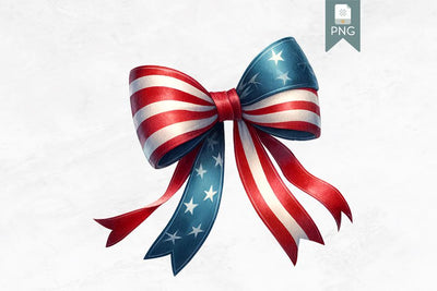 Patriotic American Flag Bow Clipart, Red White and Blue Sublimation BijouBay 