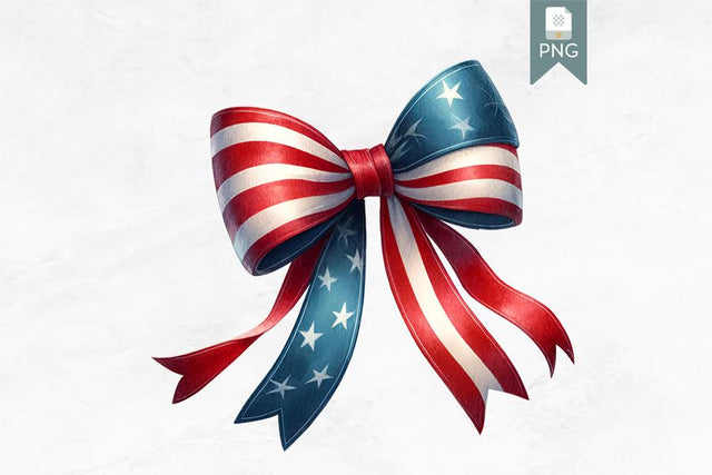 Patriotic American Flag Bow Clipart, Red White and Blue Sublimation BijouBay 