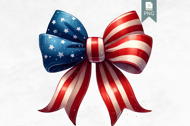 Patriotic American Flag Bow Clipart, USA Red White and Blue Sublimation BijouBay 