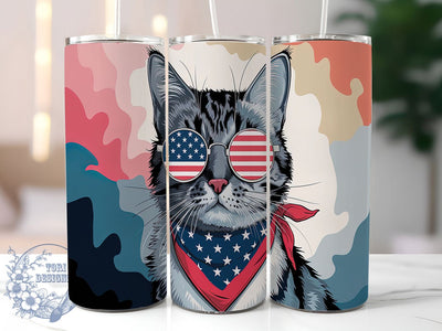 Patriotic American Flag Cat Tumbler, USA Cat Tumbler Wrap, 20oz Tumbler Sublimation, American Flag Cat, Cute Cat Tumbler Design, Digital Tumbler Wrap, Fourth of July Tumbler Sublimation ToriDesigns 