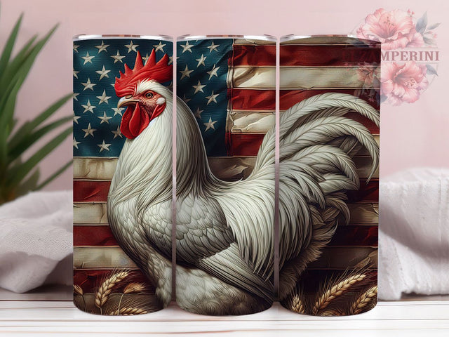 Patriotic American Flag Chicken Tumbler, American Flag Tumbler, Patriotic Chicken Tumbler, 20oz Tumbler Sublimation, Farm Animal Tumbler, USA Pride Tumbler, Digital Tumbler Wrap Sublimation Li Zamperini 