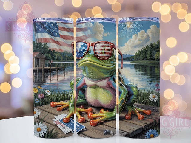 Patriotic American Flag Frog Tumbler, Patriotic Animal Design, USA Frog Tumbler, Military Support Gift, American Pride Design, Cute Patriot Gift, Flag Frog Present Sublimation SvggirlplusArt 