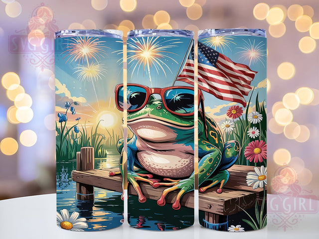 Patriotic American Flag Frog Tumbler, Patriotic Animal Design, USA Frog Tumbler, Military Support Gift, American Pride Design, Cute Patriot Gift, Flag Frog Present Sublimation SvggirlplusArt 