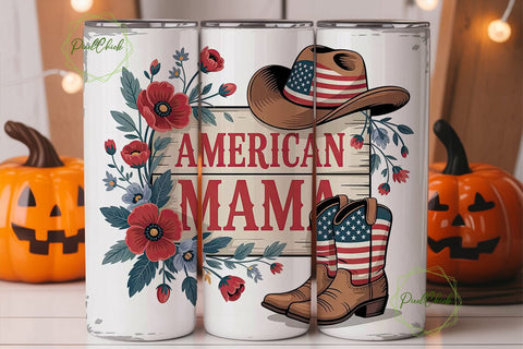 Patriotic American Mama 20oz Tumbler Sublimation PixelChick 