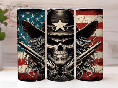 Patriotic American Pirate Tumbler, Pirate Style Wrap, 20Oz Skinny Tumbler, Patriotic Skull Sublimation, Rustic Flag Design, Rebel Pirate Tumbler, Stars And Stripes Wrap Sublimation Lara' s Designs 