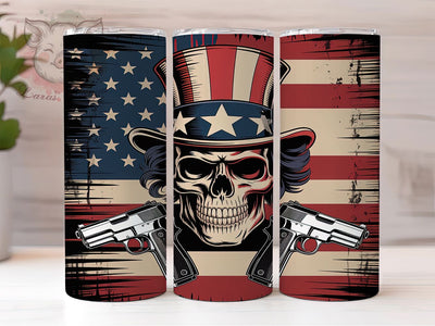 Patriotic American Pirate Tumbler, Pirate Style Wrap, 20Oz Skinny Tumbler, Patriotic Skull Sublimation, Rustic Flag Design, Rebel Pirate Tumbler, Stars And Stripes Wrap Sublimation Lara' s Designs 