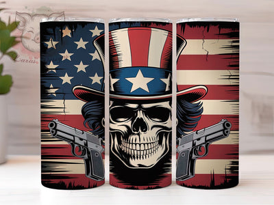 Patriotic American Pirate Tumbler, Pirate Style Wrap, 20Oz Skinny Tumbler, Patriotic Skull Sublimation, Rustic Flag Design, Rebel Pirate Tumbler, Stars And Stripes Wrap Sublimation Lara' s Designs 