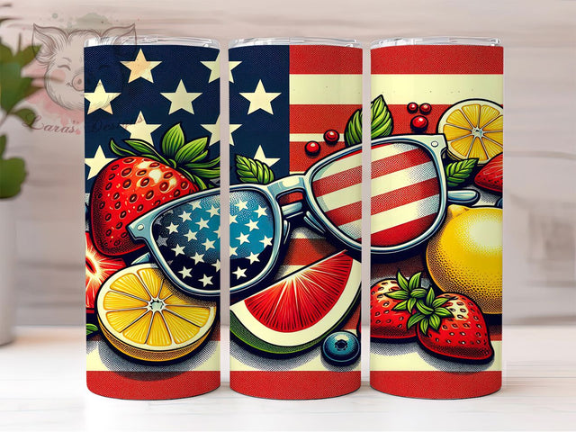Patriotic American Summer Tumbler Wrap, July 4th Tumbler Wrap, Patriotic Summer Design, Red White Blue Tumbler, Summer USA Tumbler, 20oz Skinny Tumbler, Sublimation Wrap Design Sublimation Lara' s Designs 