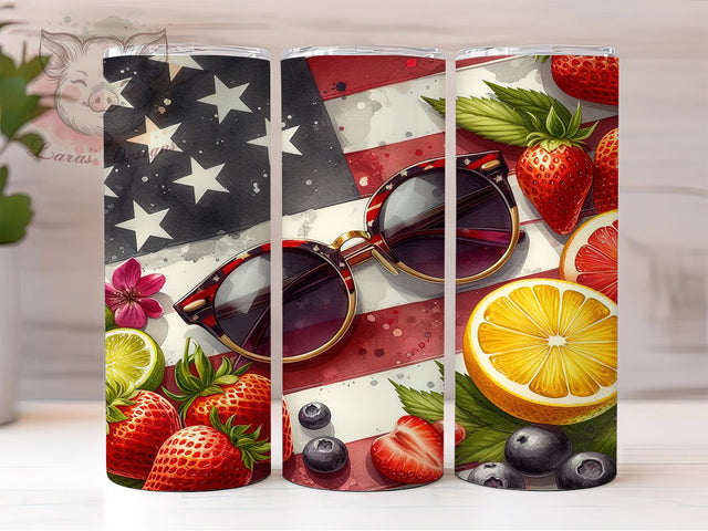 Patriotic American Summer Tumbler Wrap, July 4th Tumbler Wrap, Patriotic Summer Design, Red White Blue Tumbler, Summer USA Tumbler, 20oz Skinny Tumbler, Sublimation Wrap Design Sublimation Lara' s Designs 