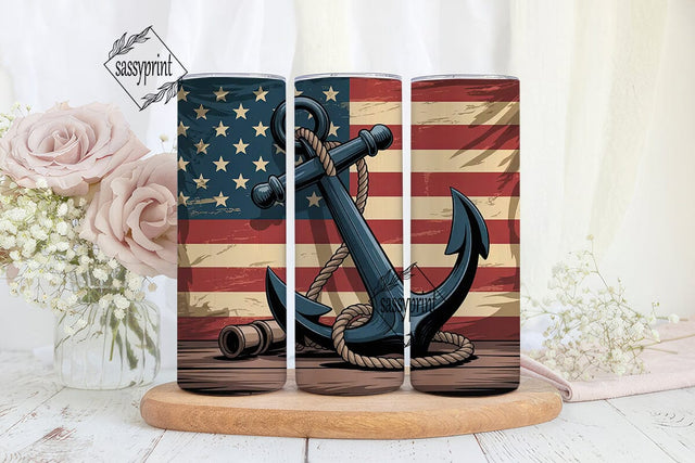 Patriotic Anchor 20oz Tumbler Wrap Sublimation sassyprint 