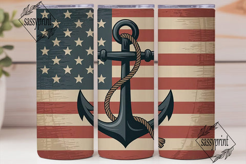 Patriotic Anchor 20oz Tumbler Wrap Sublimation sassyprint 