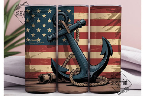 Patriotic Anchor 20oz Tumbler Wrap Sublimation sassyprint 