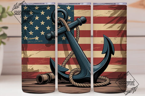 Patriotic Anchor 20oz Tumbler Wrap Sublimation sassyprint 