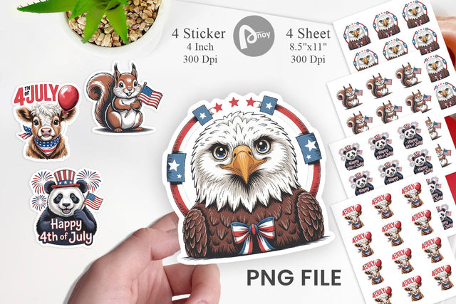 Patriotic Animal Sticker Sublimation artnoy 