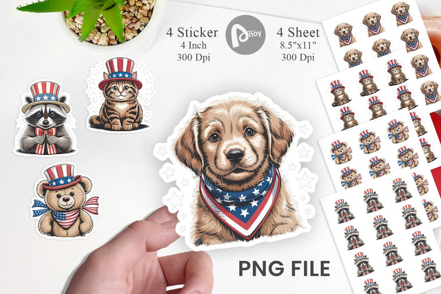 Patriotic Animal Sticker Sublimation artnoy 