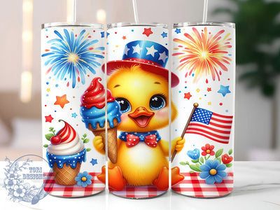 Patriotic Baby Duck Tumbler, Cute July Fourth, Baby Duck Design, American Duckling Art, Holiday Duck Cup, Patriotic Animal Design, Independence Day Duck Sublimation ToriDesigns 