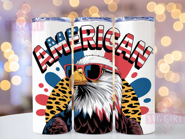 Patriotic Bald Eagle 20oz Tumbler, USA Flag Wrap, Sublimation Gift, Patriotic Mug, 20oz Tumbler Design, Bald Eagle Graphic, American Pride Theme Sublimation SvggirlplusArt 
