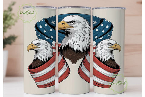 Patriotic Bald Eagle 20oz Tumbler Wrap Sublimation PixelChick 