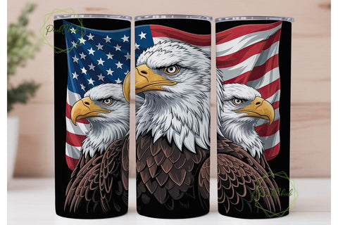 Patriotic Bald Eagle 20oz Tumbler Wrap Sublimation PixelChick 