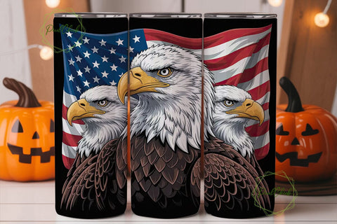 Patriotic Bald Eagle 20oz Tumbler Wrap Sublimation PixelChick 